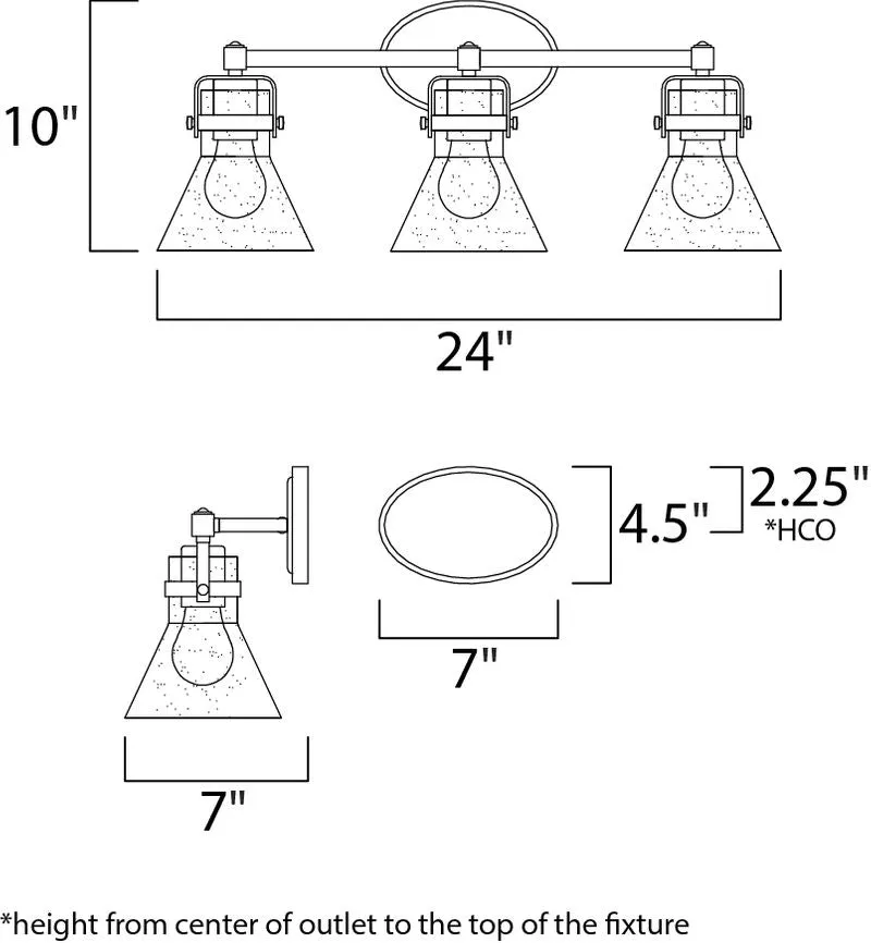 Seafarer 24" Oil Rubbed Bronze Vanity Lighting with E26 Medium Incandescent